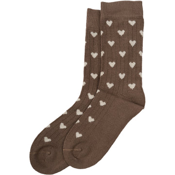 MiniPop® Bamboo Heart Socks-Chocolade Brown/Off White