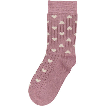 MiniPop® Bamboo Heart Socks-Pale Pink/Off White