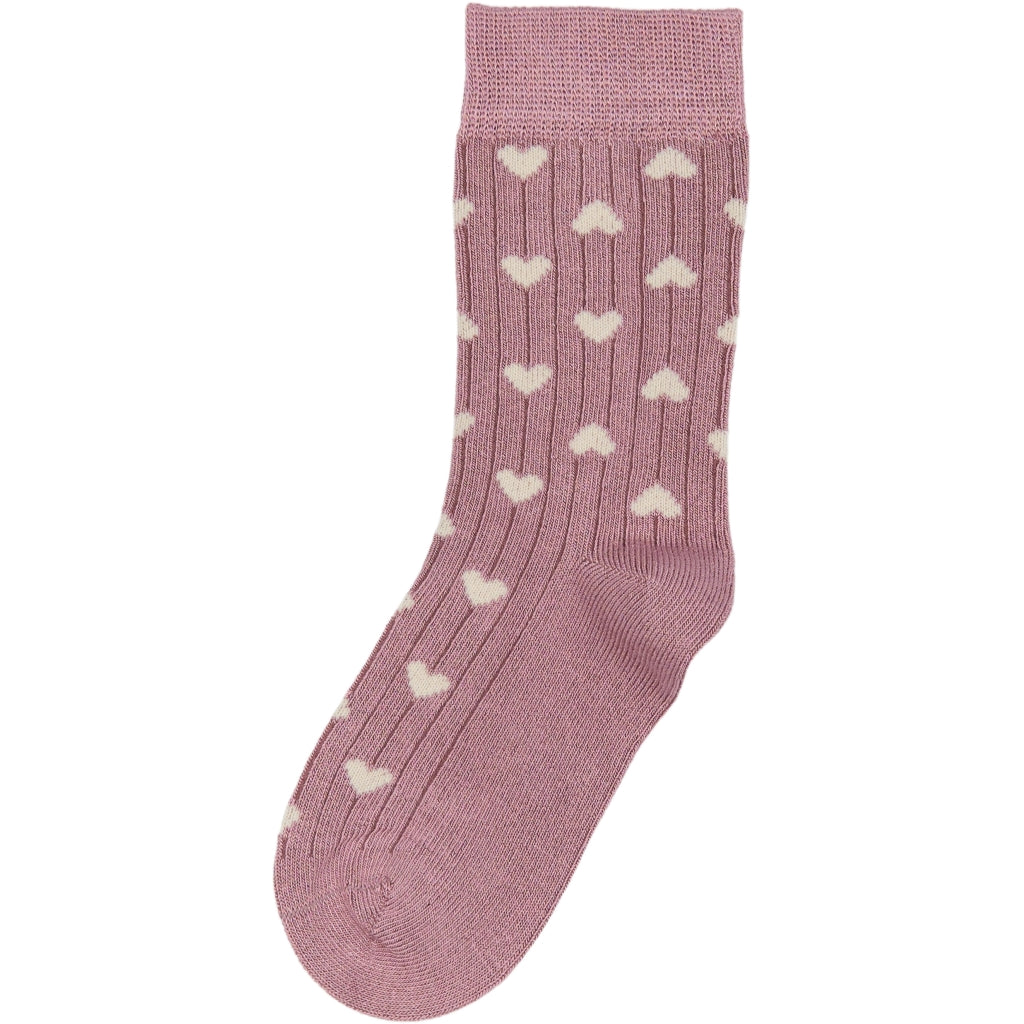 MiniPop® Bamboo Heart Socks-Pale Pink/Off White