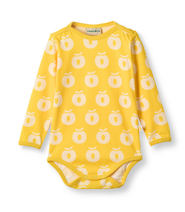 Elstar long-sleeved baby body with apples Empire yellow