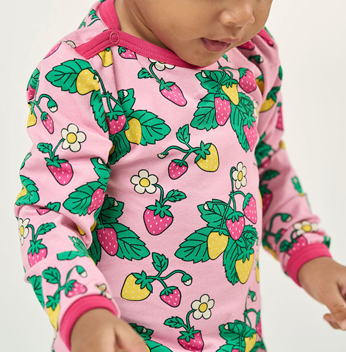 Elstar long-sleeved baby body with strawberries